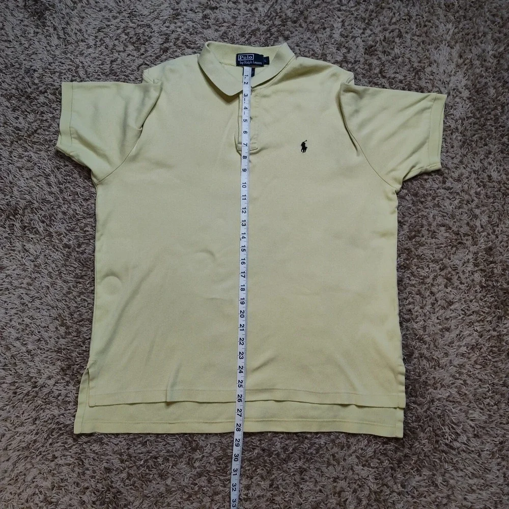 Polo Ralph Lauren Polo Shirt Mens L Yellow Short Sleeve Cotton Embroidered Pony